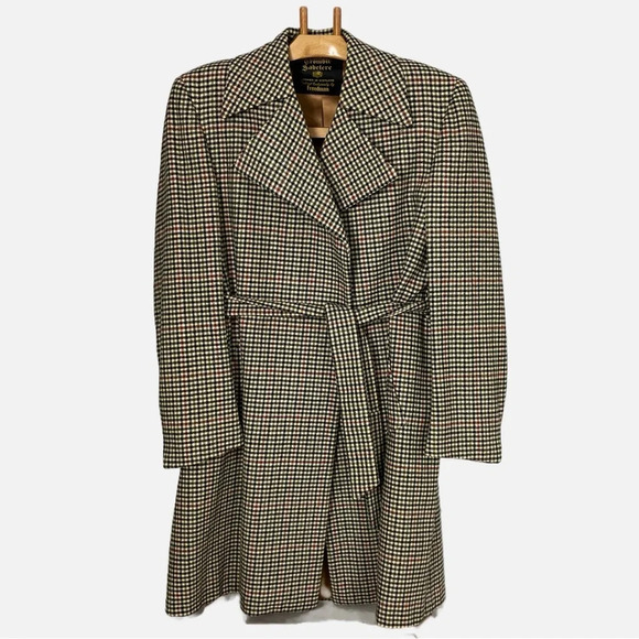 Vintage Crombie Sabelere Men’s Wool Houndstooth Coat Eaton’s Large - Picture 12 of 12